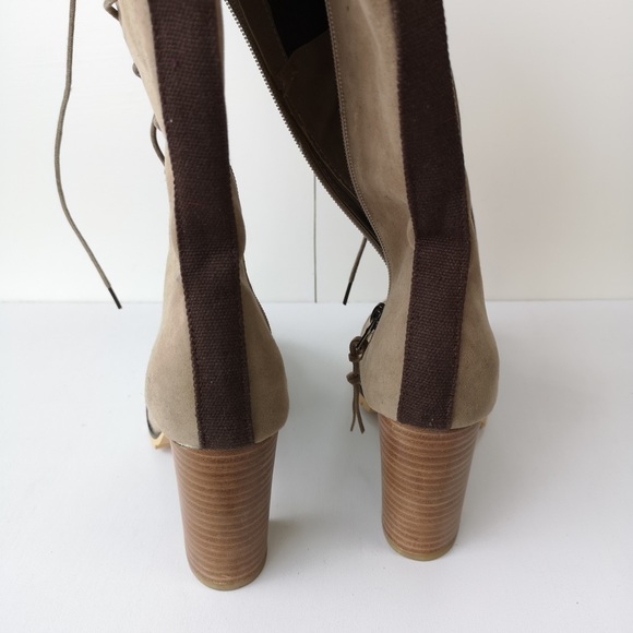 Stylenanda (Korea) suede boots in tan - Picture 5 of 11